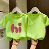 Camiseta de Algodão Puro de Manga Curta para Meninas com Estampa de Desenho Animado, Camisa Casual Soltinha, Confortável e Versátil de Meia-Manga para Crianças