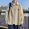 Chaqueta casual camisa de manga larga para hombre, a rayas, nueva primavera y otoño versátil estilo japonés y de Hong Kong holgada moderna camisa ins