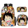 Mochila escolar One Piece One Piece para estudiantes de primaria y secundaria Mochila Voyage King Mochila escolar de dibujos animados Conjunto de tres piezas