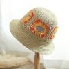 Chapéu de palha fresco elegante das mulheres flor de verão artesanal chapéu de pescador à prova de sol estilo ocidental Net Red Hat