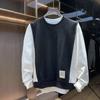 Sudadera Casual de Patchwork de Cuello Redondo Versátil de Moda para Hombre Otoño 2026 Camiseta Básica Simple de Moda de Alta Calidad