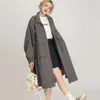 Gabardina Gris con Capucha y Cremallera para Mujer, Estilo Coreano de Primavera y Otoño, Holgada, Estilo Urbano, de Gama Alta, Longitud Media, Abrigo Casual