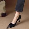 Tacones Altos de Punta Fina con Punta Metálica y Estampado de Leopardo para Mujer, Nuevos Zapatos de Salón Poco Profundos de Moda con Diseño de Nicho para Primavera y Otoño 2025