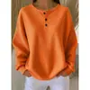 Em estoque cross-border Amazon comércio exterior moda gola redonda malha waffle 2025 outono/inverno novo cor sólida pulôver top solto