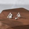 Aretes Casuales de Mariposa y Flor de Rosa para Mujer Plata S999 Pequeños Frescos Elegantes Clavos para Hélice Auricular No Necesitan Quitarse al Dormir Aretes de Rosca