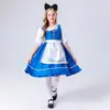 Aventura de Halloween para Padres e Hijos en Oz Vestido Azul a Cuadros Disfraz de Dorothy Vestido de Sirvienta en el País de las Maravillas