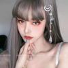 Moda transfronteiriça europeia e americana Diamante Lua Tassel Metal Hairpin Retro Water Drop Pingente Clipe Lateral Acessórios de cabelo Hairpin
