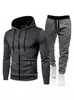 Colección Otoño/Invierno 2026: Sudadera deportiva unisex de lunares con forro polar, conjunto de sudadera con cremallera y pantalones de chándal de color liso para hombre
