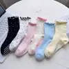 Calcetines de yoga de lunares para mujer, calcetines deportivos de interior para fitness, calcetines de Pilates de media pantorrilla, calcetines profesionales antideslizantes de encaje para el suelo, venta al por mayor