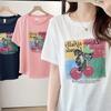 Tallas Grandes para Mujer Verano Nuevo Estilo Simple Copo de Nieve Algodón Cuello Redondo Estampado Manga Corta 100kg Gordo mm Tops de Media Manga 7667