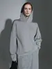 Sudadera con capucha de color liso minimalista, corte holgado, hombros caídos, sudadera con capucha informal, top casual básico versátil y con caída, estilo nuevo