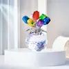 Flores de Cristal Criativas Sete Rosas Ornamento de Mesa Presente de Festival para Amigos Professores Ornamento Flores de Cristal