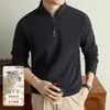 Moletom masculino gola alta com zíper parcial yingao estilo old money outono camisa com zíper business casual cor sólida novo estilo camada base