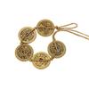 Colgante de cuerda de cáñamo con cinco monedas de emperador engrosadas de latón, 2,5 cm, 2,8 cm y 4 cm, Shunzhi Kangxi Yongzheng Qianlong Jiaqing, para gastar dinero.