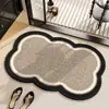 Alfombra de baño hecha de lino, absorbente y antideslizante, diseño geométrico simple, fácil de mantener, alfombrilla antideslizante para el pie para uso doméstico