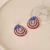 Pendientes de Corazón Estilo Europeo y Americano con Pedrería de Bandera Americana para Mujer, Pendientes de Moda Retro Exagerados con Pedrería Completa para el Día de la Independencia