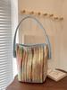 Bolso pequeño portátil de verano con rayas tejidas de colores para mujer, nuevo bolso cuadrado pequeño y sencillo de verano 2024, bolso cruzado de moda