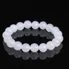 Pulseira Premium de Ágata Branca Natural com Contas de Ágata Congelada Lichia, Pulseira de Círculo Único com Contas Redondas Delicadas e Lisas, Pulseira Colecionável, Acessório para Casal