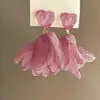 Pendientes de Chifón con Forma de Pétalo Rosa Super Hada Amor Estilo Vacaciones para Niñas Pendientes de Tela Dulces Pendientes de Verano de Gama Alta
