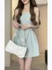 AliExpress comercio exterior transfronterizo verano nuevo cintura alta elástico adelgazante elegante diseño plisado vestido de tirantes moda femenina