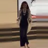 Vestido Largo de Verano 2025 para Mujer, con Encaje Kink, Tirantes al Cuello, Estampado Floral, para Vacaciones en la Playa