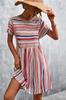 Novedades Primavera/Verano 2026 Sitio Web Independiente Amazon Lazada Venta Caliente Transfronteriza Vestido Clásico con Estampado de Rayas Falda Corta