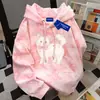 Sudadera con capucha tie-dye estampada de gato de marca americana de moda personalizada para mujer, top casual vintage de nicho para otoño e invierno