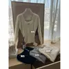 Liquidação, Sem Devoluções ou Trocas: Suéter de Tricô com Renda Vazada e Decote V de Manga Longa, Design Delicado Estilo Coreano Outono/Inverno G7771