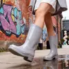 Botas de Chuva para Mulheres, Botas de Chuva de Cano Curto com Pelúcia, Botas de Água Antiderrapantes de Cano Médio e Alto, Galochas de Cano Baixo e Boca Rasa, Sapatos de Borracha para Trabalho