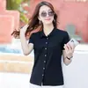 Novas Roupas de Verão 2026 Estilo Coreano Cardigã Ol para o Trabalho com Gola Camiseta Feminina Tamanho Grande Slim Fit Camisa Feminina 6705