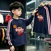 Camiseta Infantil de Manga Longa com Três Listras Moda Cool Novo Estilo Meninos Algodão Puro Primavera e Outono Solta Camada Base Top Tendência