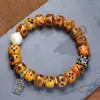 Xizang Hueso de Yak Tallado Sonriente A- Dang Pulsera de Mano Estilo Xizang Wen Jugar Huang Caishen Accesorios Pulsera