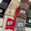 Luvas Tricotadas Listradas da Moda Estilo Coreano Inverno Feminino Estudantes Ciclismo Quentes Combinação Total Forradas com Lã Luvas de Dedo Touchscreen