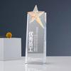 Trofeo de Cristal de Estrella de Cinco Puntas Creativo y Colorido con Grabado e Impresión a Color de Premios Reunión Anual de Honor Temporada de Graduación