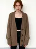 Cardigan de Tricô Solto e Relaxado Estilo Retrô Transfronteiriço para Mulheres Nova Coleção Outono e Inverno 2026 Elegante Versátil Jaqueta Suéter para Mulheres