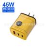 Cabeça de carregamento multiportas 45WACC redonda de cristal 5v2a12w adaptador de energia 1usb 2pd carregador de celular