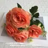 Ramo Artificial de 5 Rosas para Escenario de Arreglo Transfronterizo de Comercio Exterior, Boda en Casa Decoración Exterior Flores Falsas