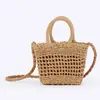 Bolso de Paja de Cereza para Mujer 2025 Nuevo Verano Versátil Bolso Cruzado Bolso de Playa Costero Bolso Bandolera Tejido Bolso Cesta de Verduras