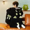 Pijama de Franela de Invierno para Niños, Conjunto Grueso de Coral Fleece Acolchado de Algodón para Hogar para Niñas y Bebés
