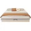 Cama flotante moderna minimalista de hierro forjado, cama de hierro engrosado para dormitorio principal, cama doble con base de listones estilo tatami, cama suspendida sin ruido