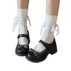 Populares tacones de plataforma gruesa, tacón grueso, estilo dulce, con moño, punta fina, para mujer, nueva colección otoño 2026, perfectos con vestidos, estilo Mary Jane