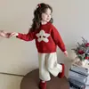 Suéter de Lã Duas Cores Estilo Coreano para Meninas Peça Única Estrela Outono/Inverno 2026 Nova Moda Infantil Tricô para Menininhas
