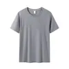 Camiseta transpirable de secado rápido, manga corta de color liso de seda helada, adecuada para correr, fitness, deportes y uso casual, se puede bordar o imprimir con un logotipo, disponible en tallas grandes
