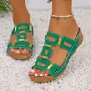 Comercio Exterior Europeo y Americano Tallas Grandes Color Sólido Mujer 2026 Nuevo Estilo Sandalias de Moda con Remaches de Una Correa y Punta Abierta Suela Gruesa para Mujer