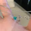 Colar com Pingente de Pedra Cor Paraíba Transparente Oxigênio, Joia Versátil de Nicho, Exquisito e Deslumbrante