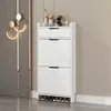Sapateira ultra-fina com tampa flip-top 13cm para uso doméstico, ultra-estreita com gaveta, porta simples, de chão, grande capacidade, hall de entrada, multicamadas