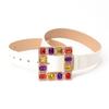 Cinturón con hebilla cuadrada de diamante de color de moda para mujer, combina con todo, falda y pantalón, cinturón decorativo, estilo europeo y americano.