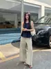 T-PLATFORM Guangzhou Treze Hongs Design Simples Retrô Patchwork Calça Casual Feminina Calça Cargo Cropped 16565