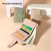 Billetera de Mujer de Alta Gama Nueva Transfronteriza 2025 Ins Color Puro Corta Múltiples Ranuras para Tarjetas Cremallera Monedero para Niñas