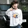 Camisetas de algodón puro estilo coreano para niños, nuevas camisetas elegantes y modernas de manga larga con estampado de dibujos animados para primavera y otoño para niños